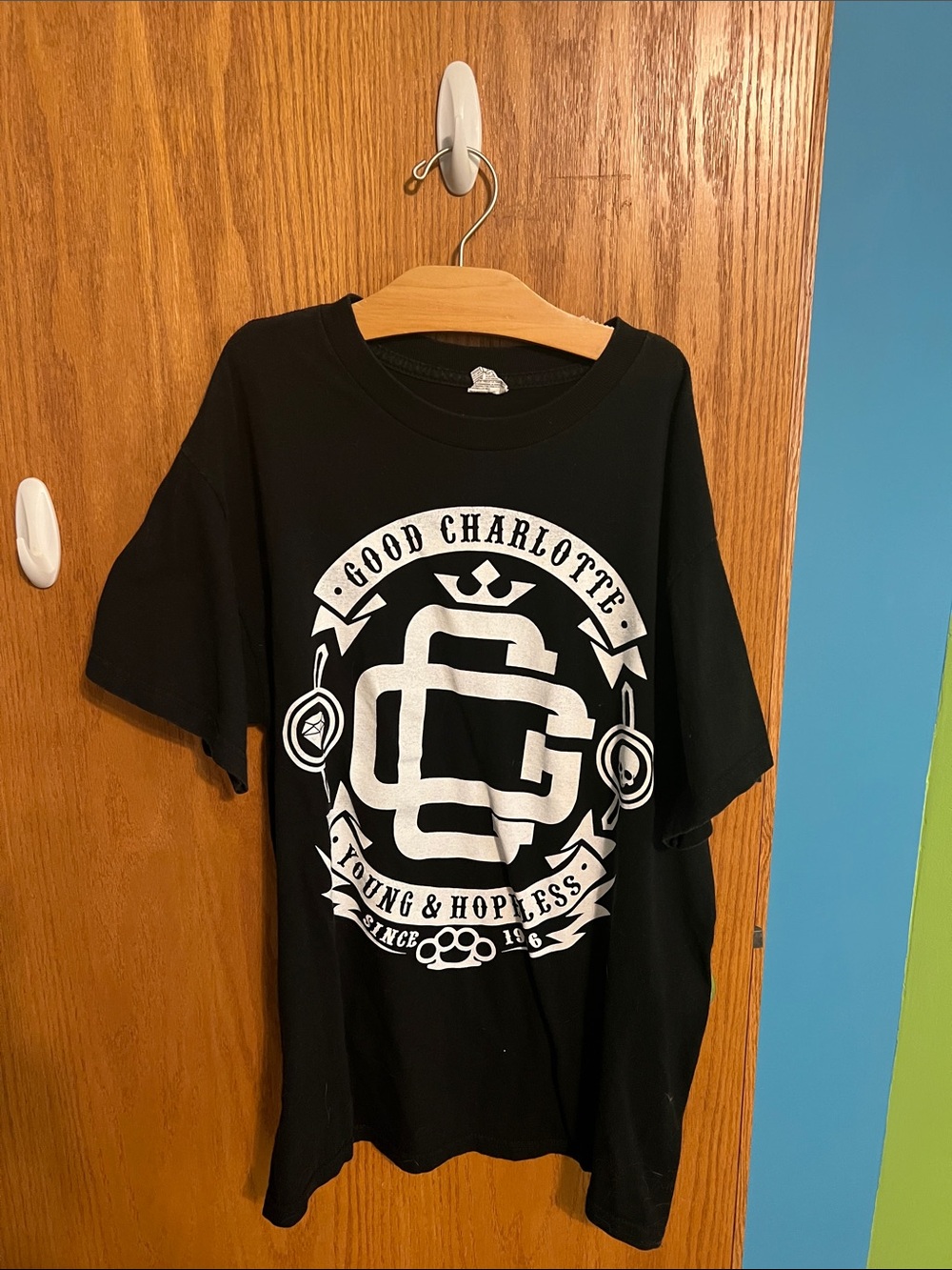Good Charlotte Black Graphic Tee - White Logo Band Merch Medium